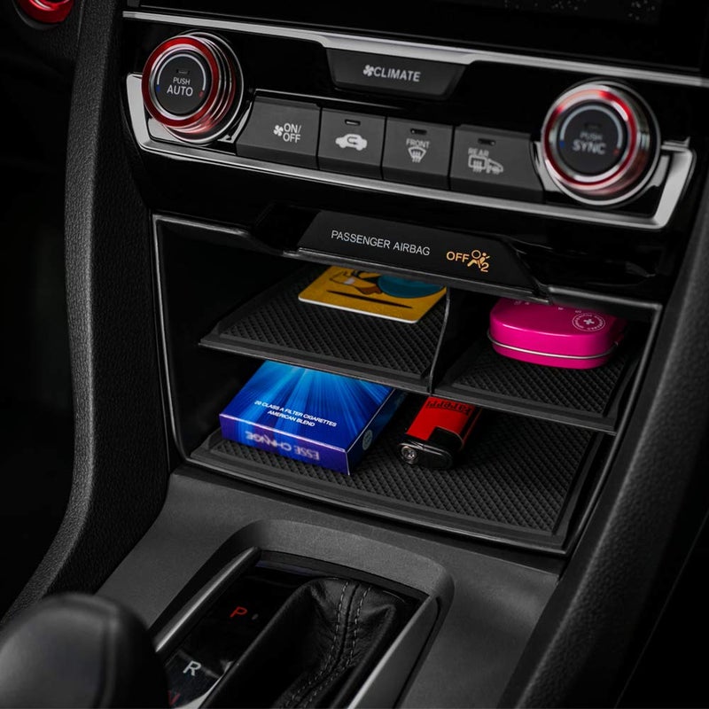 Thenice ثينيس لصندوق تخزين وحدة التحكم المركزية لسيارة سيفيك الجيل العاشر من هوندا، منظم بطاقات متوافق مع هوندا سيفيك 2016 2017 2018 2019 2020 2021 - Image 3